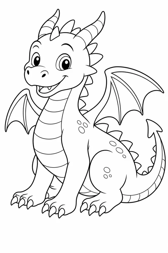 Easy Dragon Friendly Face coloring page