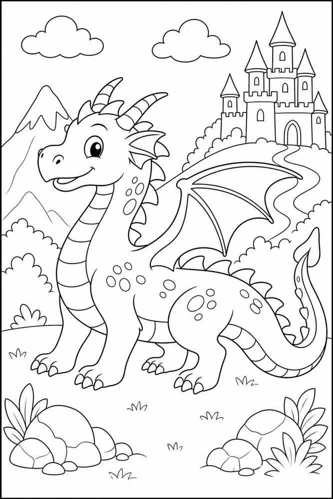 Easy Dragon Side View coloring page