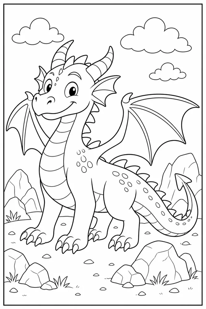 Easy Dragon Simple Prop coloring page