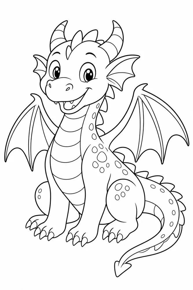Easy Dragon Single Object Scene coloring page
