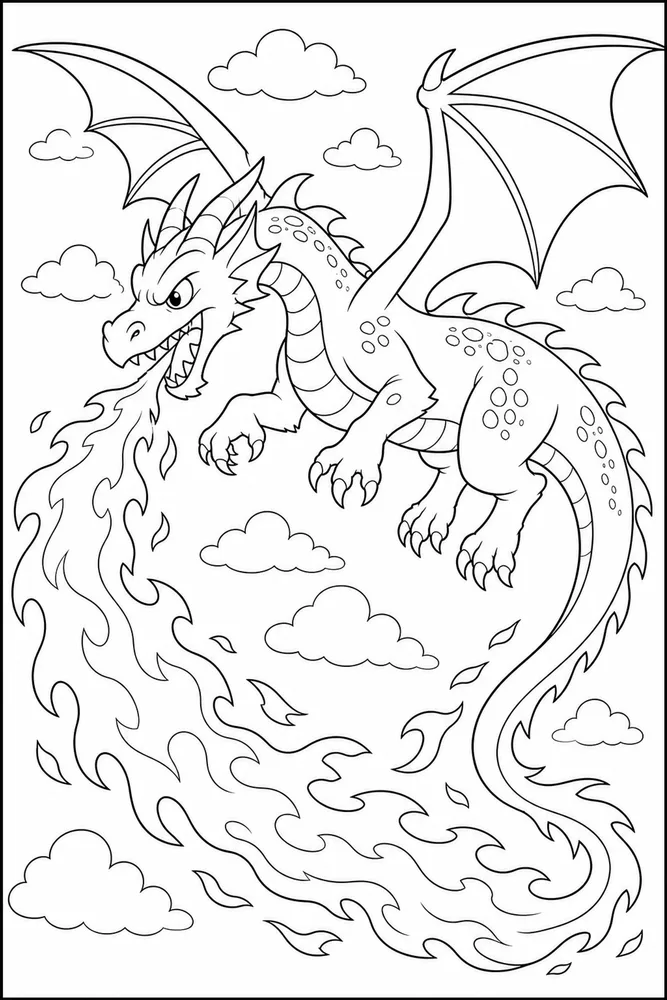Fire Dragon Flame Trail coloring page