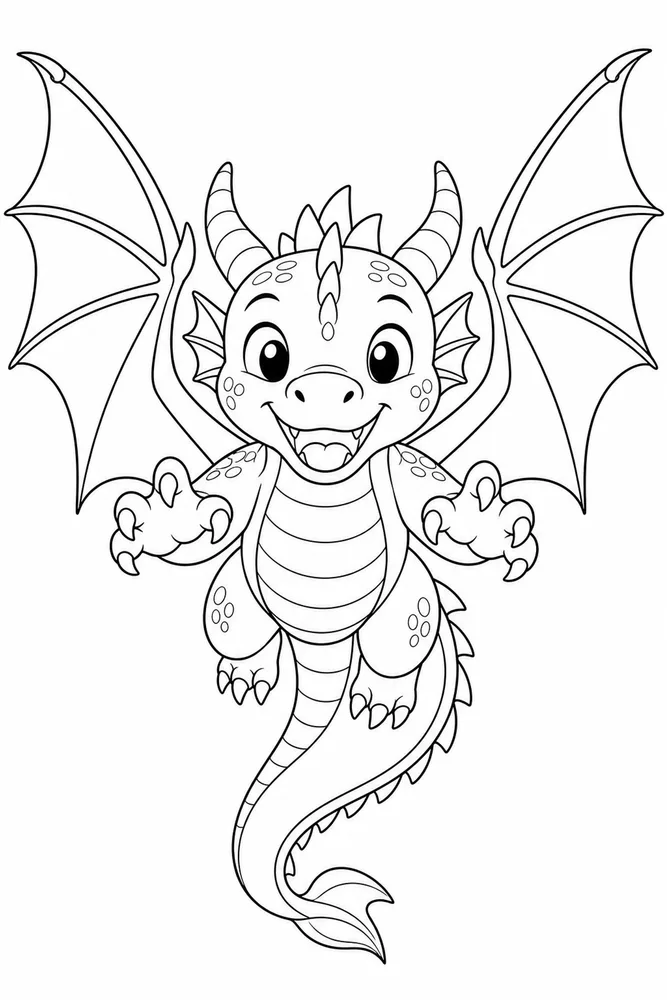 Flying Dragon Front Flying Pose coloring page