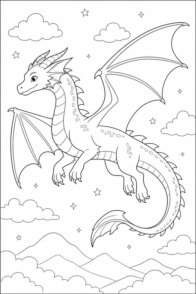 Flying Dragon Gentle Glide coloring page