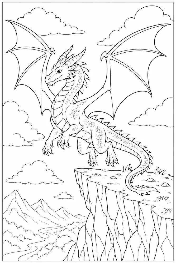 Flying Dragon High Cliff coloring page