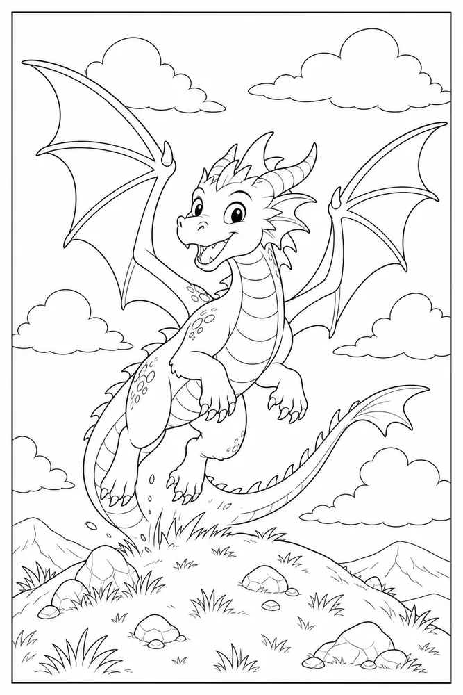 Flying Dragon Hilltop Takeoff coloring page