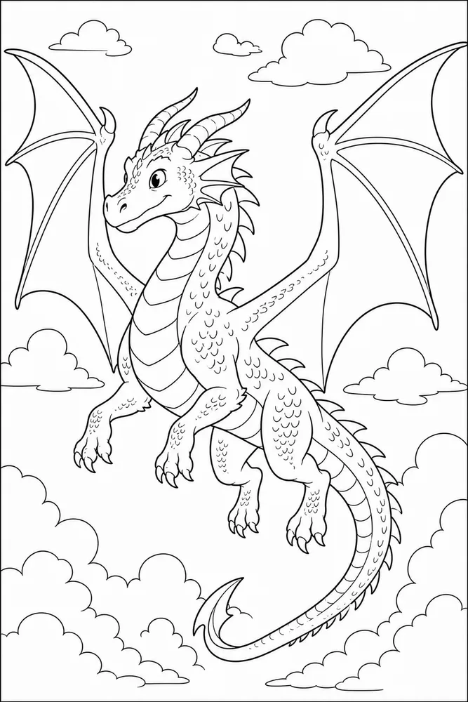 Flying Dragon Wing Spread coloring page