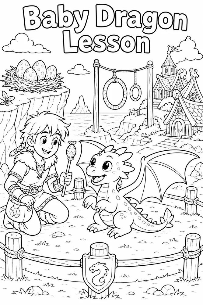 How to Train Your Dragon Baby Dragon Lesson printable coloring page