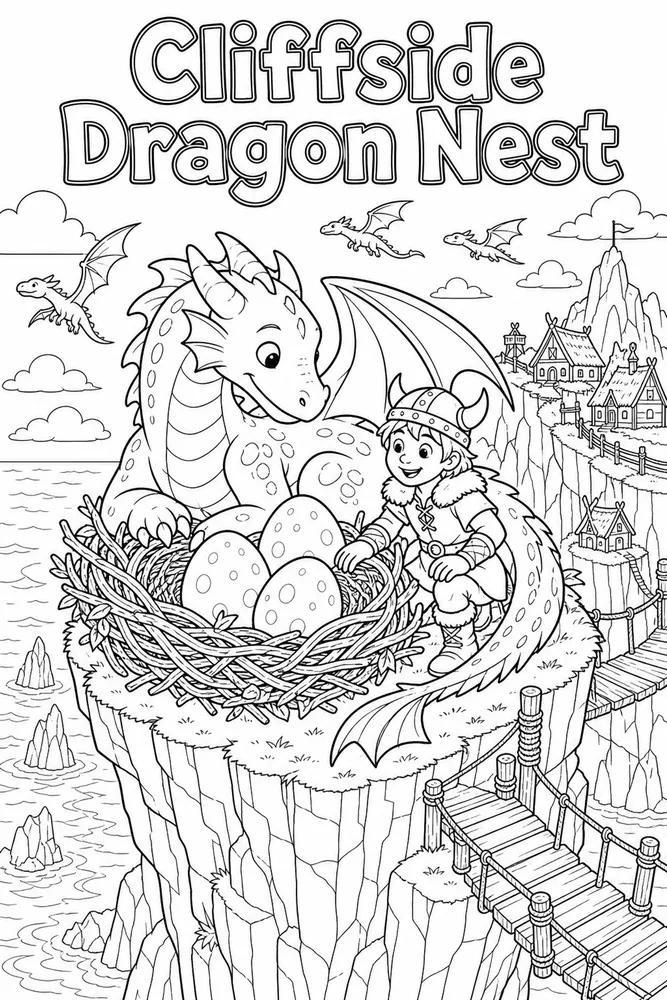 How to Train Your Dragon Cliffside Dragon Nest printable coloring page