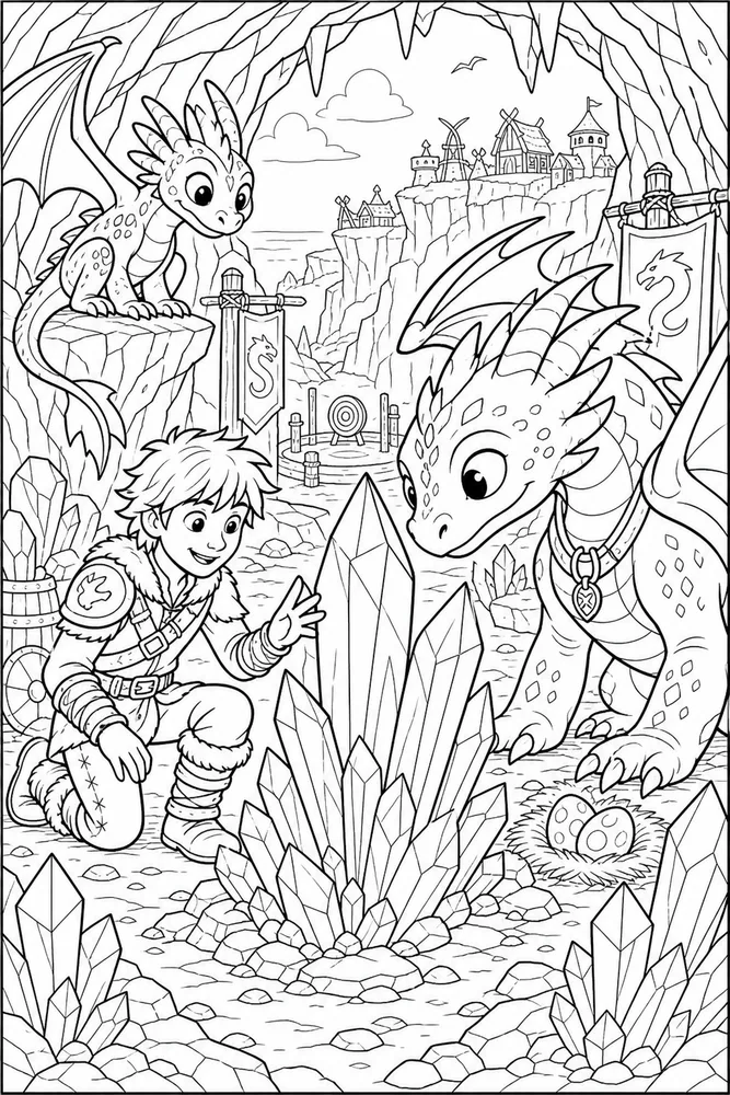 How to Train Your Dragon Dragon Cave Crystals printable coloring page