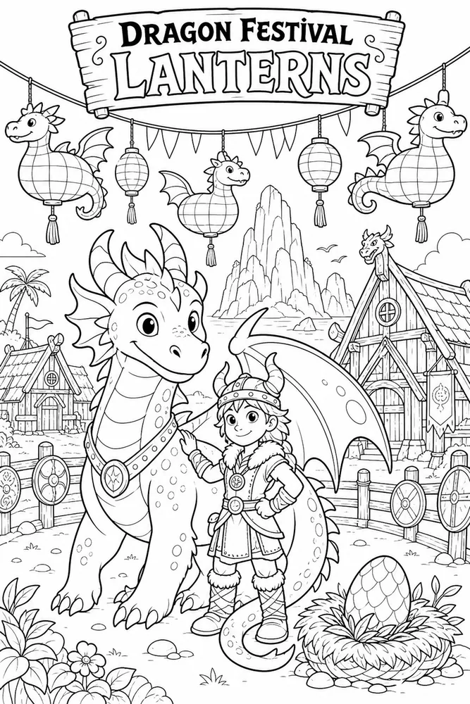 How to Train Your Dragon Dragon Festival Lanterns printable coloring page