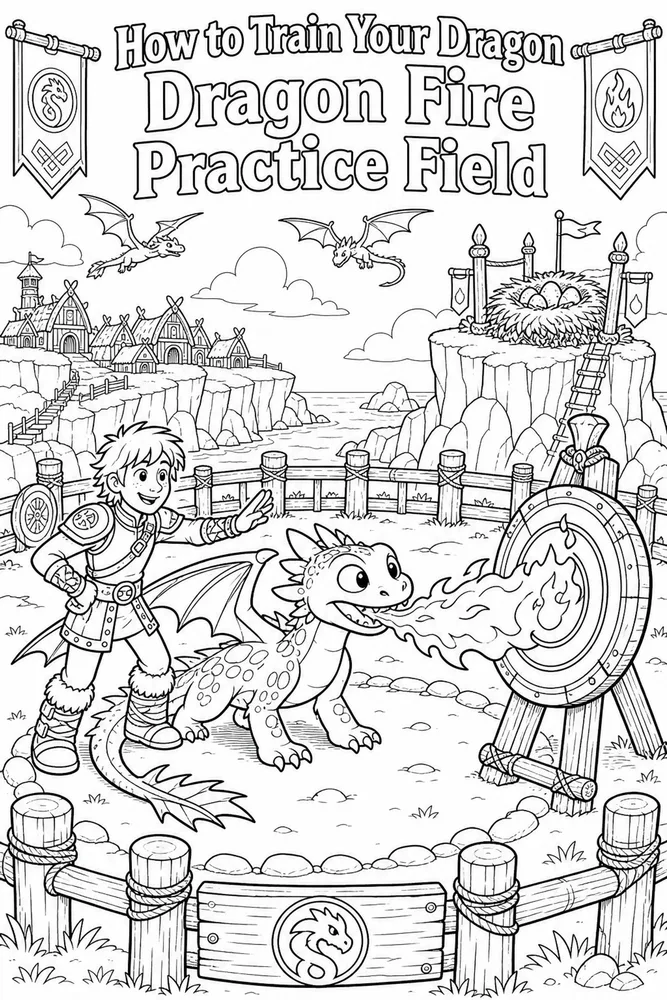 How to Train Your Dragon Dragon Fire Practice Field printable coloring page