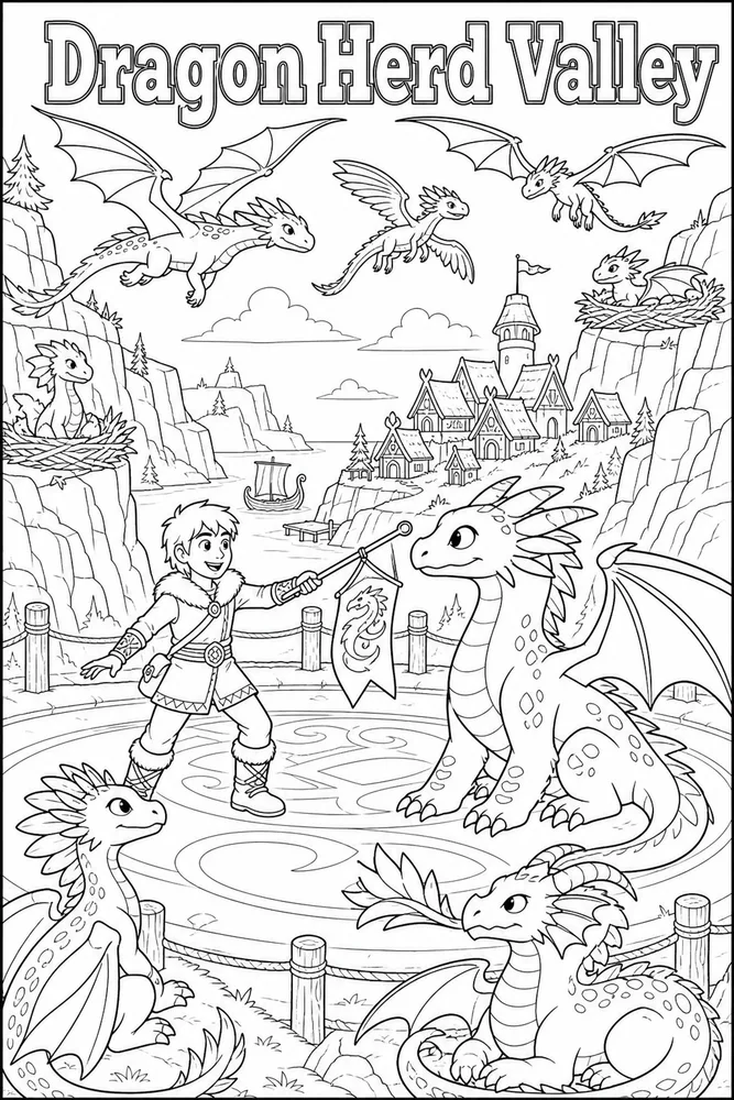 How to Train Your Dragon Dragon Herd Valley printable coloring page