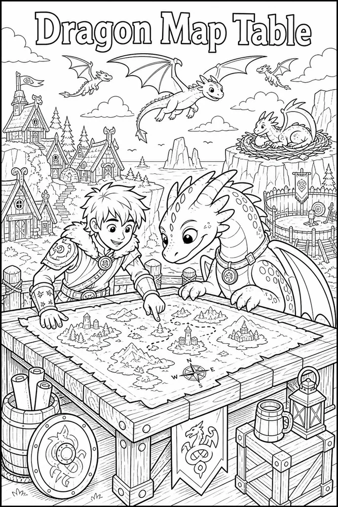 How to Train Your Dragon Dragon Map Table printable coloring page