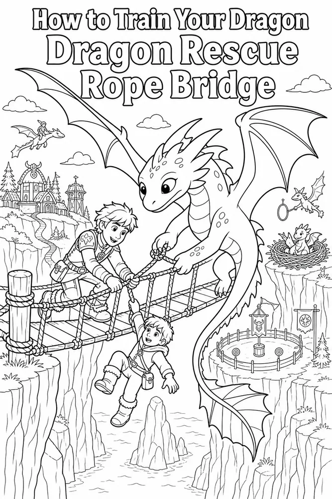 How to Train Your Dragon Dragon Rescue Rope Bridge printable coloring page