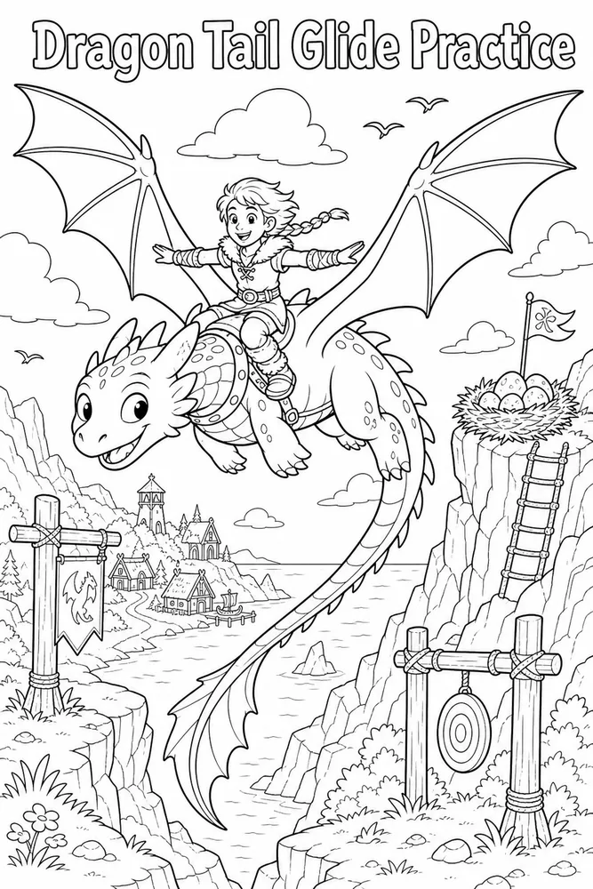 How to Train Your Dragon Dragon Tail Glide Practice printable coloring page