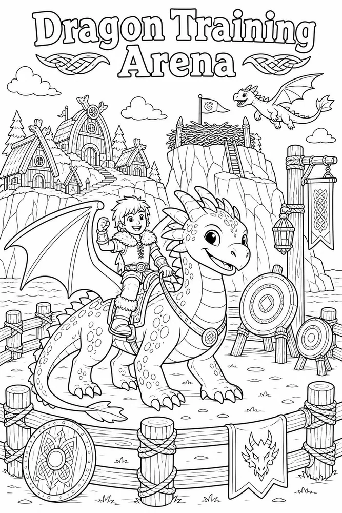 How to Train Your Dragon Dragon Training Arena printable coloring page