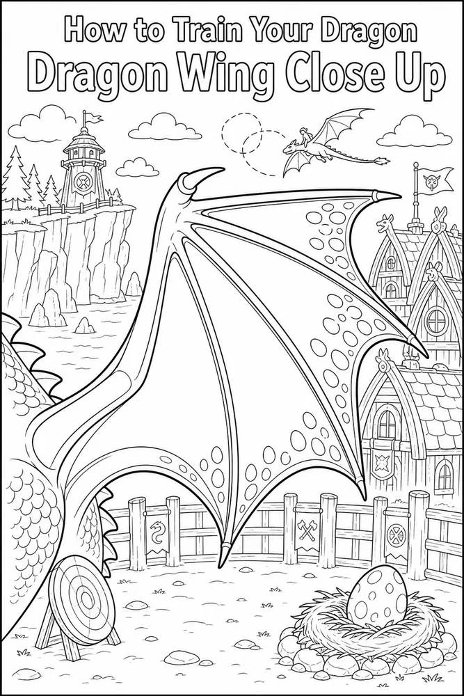 How to Train Your Dragon Dragon Wing Close Up printable coloring page