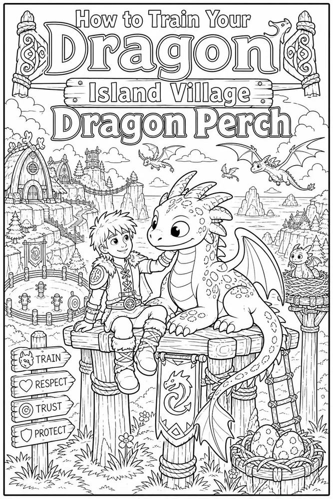 How to Train Your Dragon Island Village Dragon Perch printable coloring page