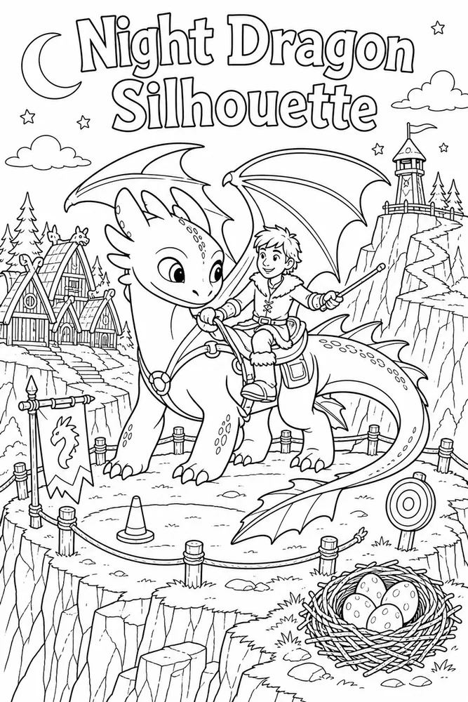 How to Train Your Dragon Night Dragon Silhouette printable coloring page