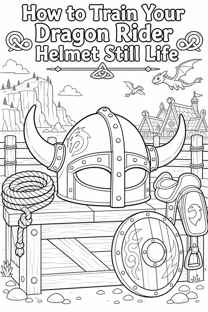 How to Train Your Dragon Rider Helmet Still Life printable coloring page