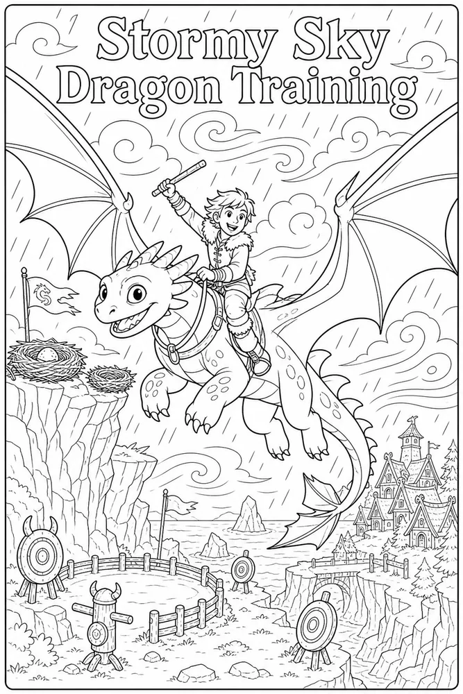 How to Train Your Dragon Stormy Sky Training printable coloring page