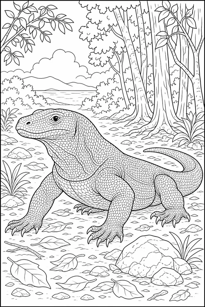 Komodo Dragon Forest Edge coloring page