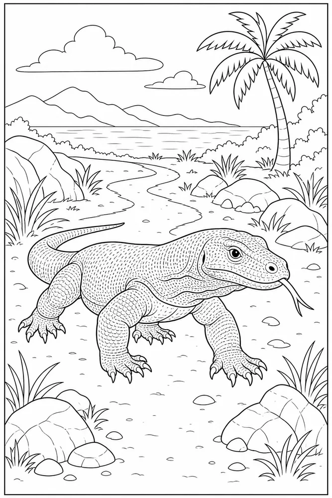Komodo Dragon Island Path coloring page