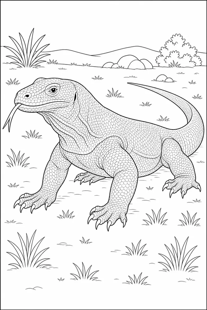 Komodo Dragon Open Field coloring page