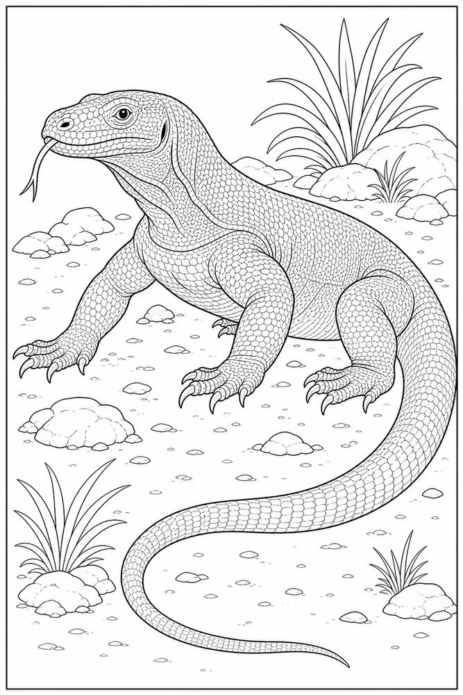Komodo Dragon Tail Curve coloring page
