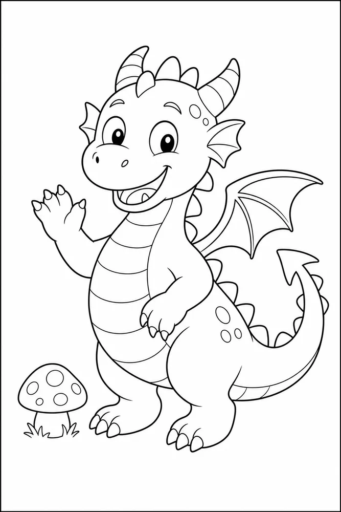 Preschool Dragon Two Object Scene coloring page