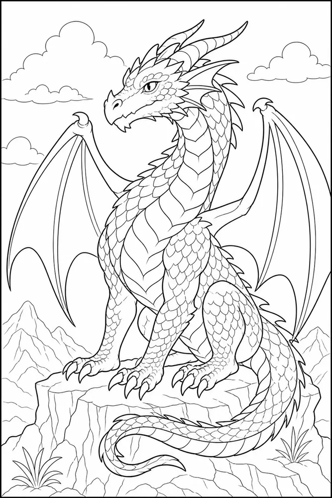 Realistic Dragon Close Observation coloring page