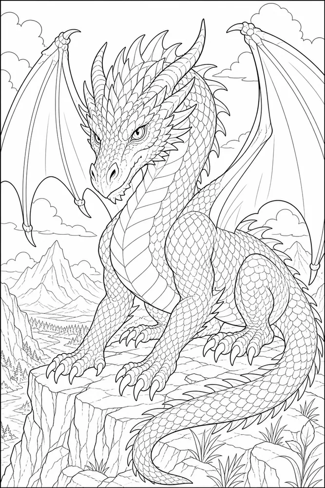 Realistic Dragon Detailed Face coloring page