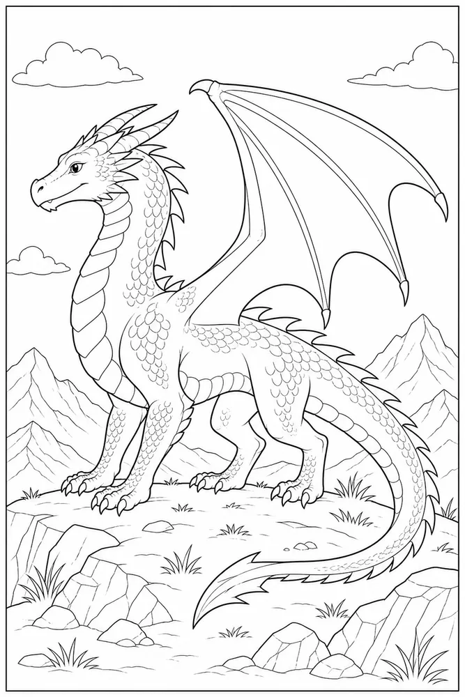 Realistic Dragon Natural Side View coloring page
