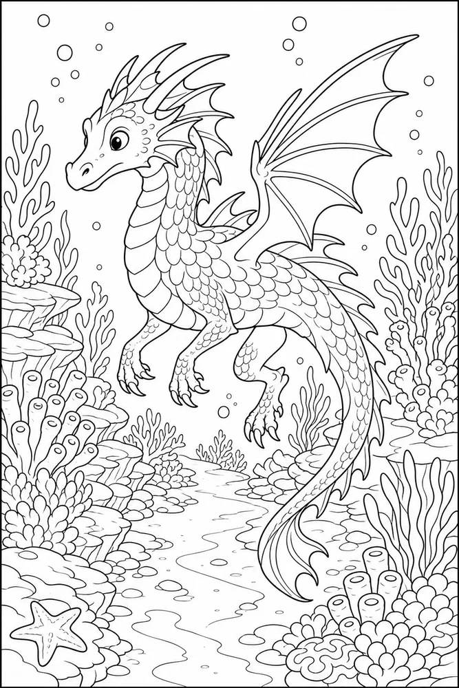 Sea Dragon Coral Path coloring page