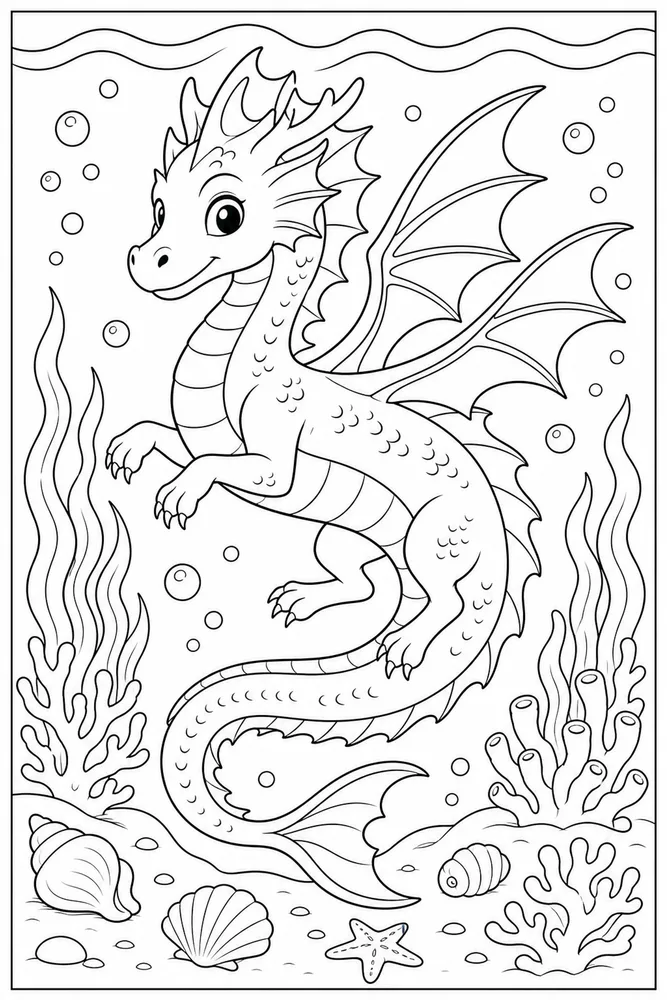 Sea Dragon Simple Sea Dragon coloring page