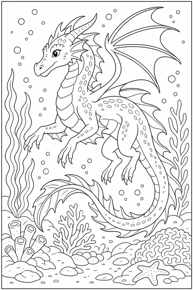 Sea Dragon Underwater Portrait coloring page