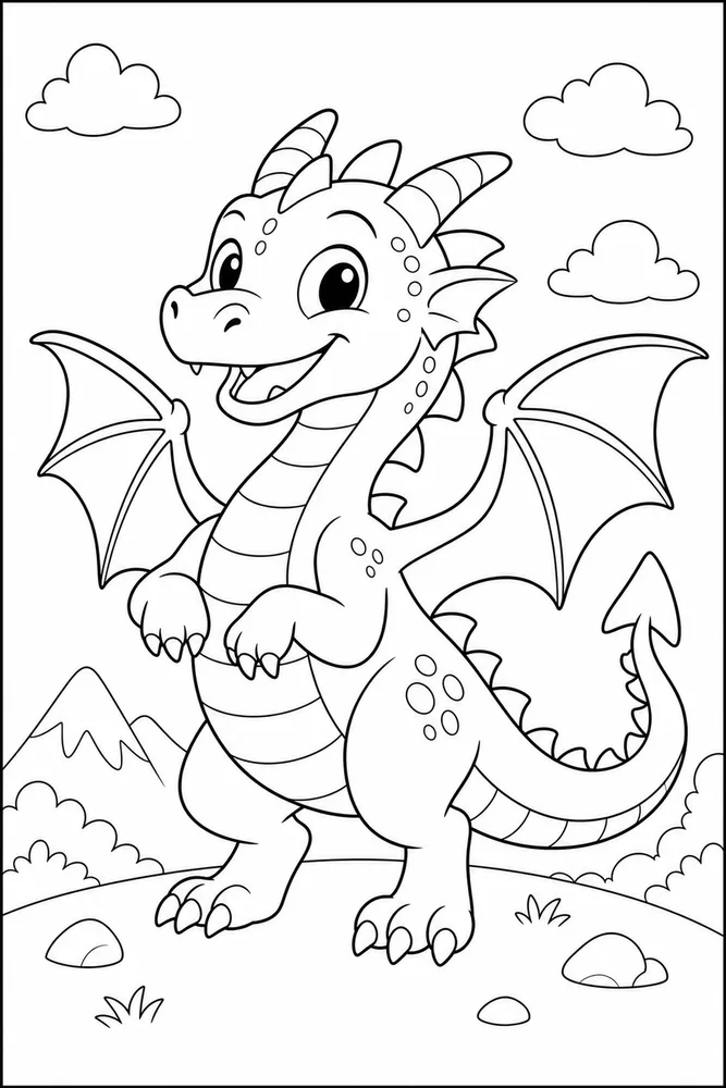 Simple Dragon Clear Silhouette coloring page