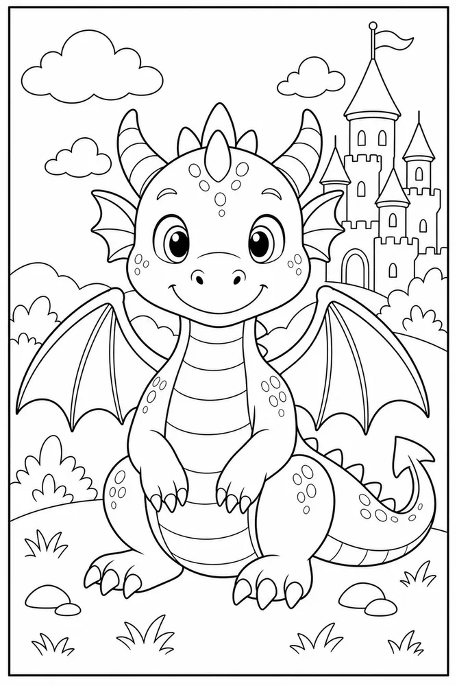 Simple Dragon Front View coloring page