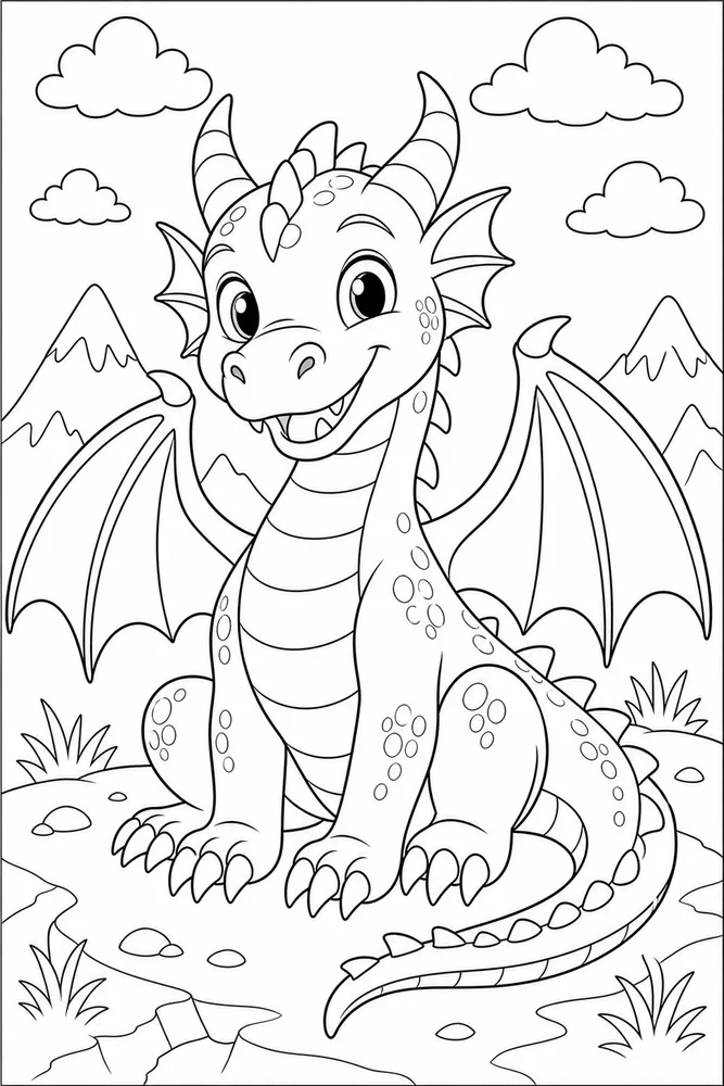 Simple Dragon Large Object coloring page