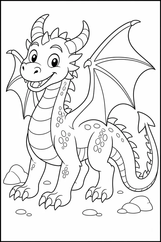 Simple Dragon Minimal Scene coloring page