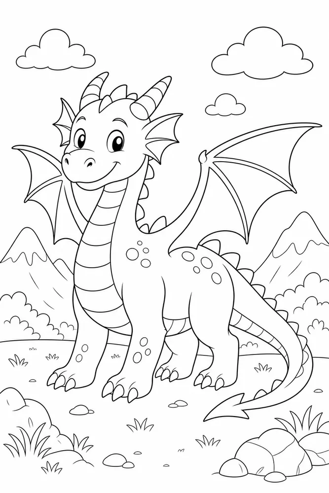 Simple Dragon Open Page coloring page