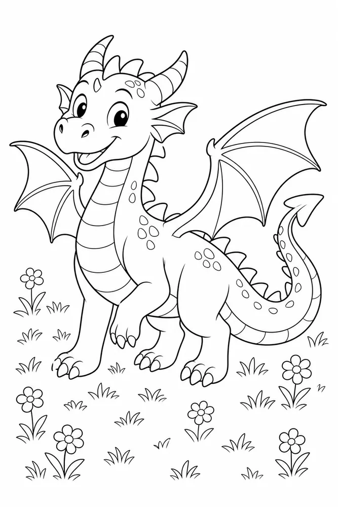 Simple Dragon Plain Meadow coloring page
