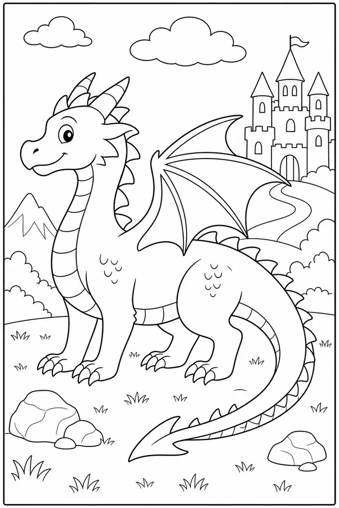 Simple Dragon Side Profile coloring page