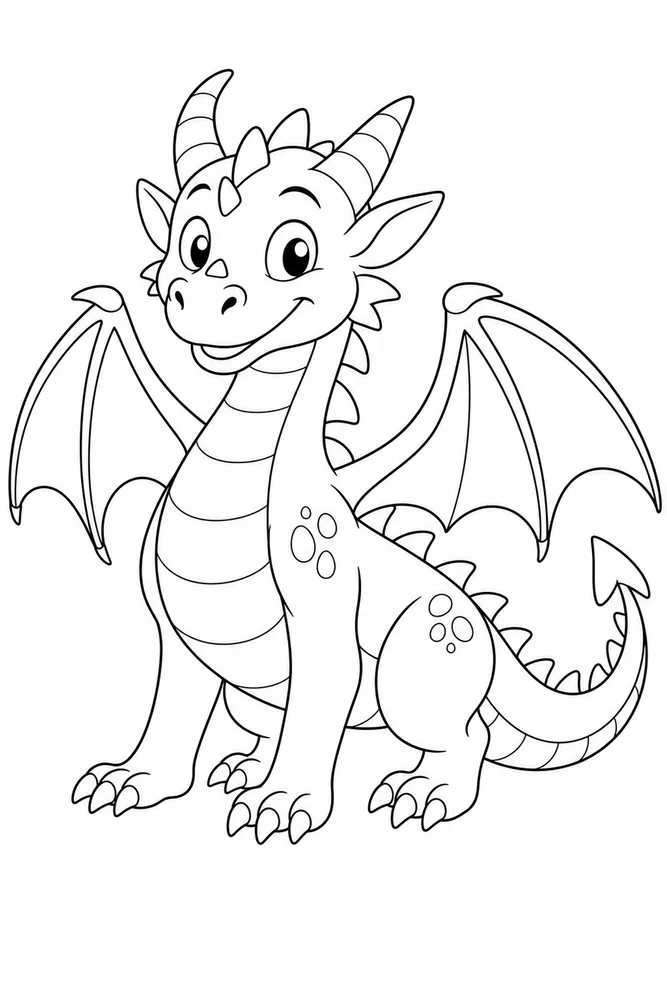 Simple Dragon Single Large Outline coloring page