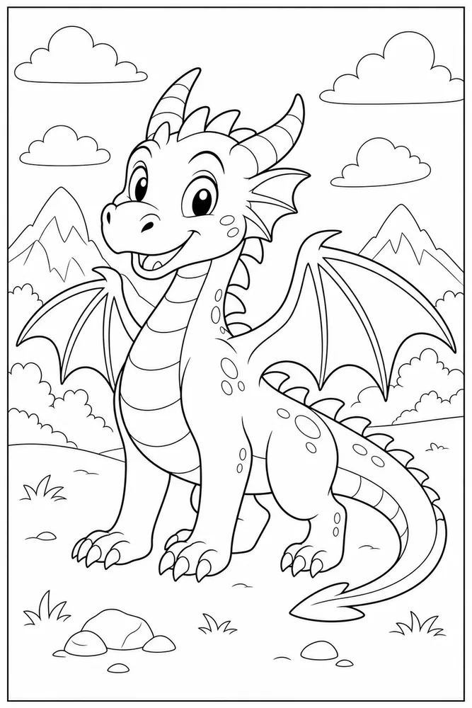 Simple Dragon Starter Sheet coloring page