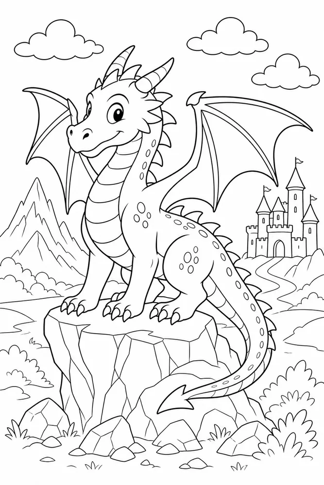 Simple Dragon Wide Spacing coloring page