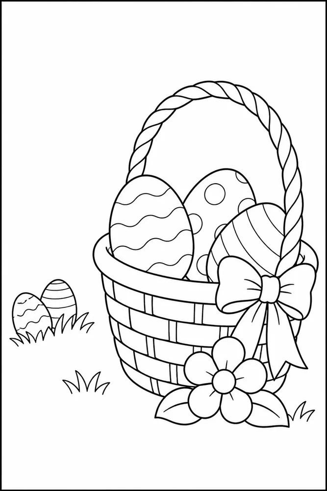 Easter Basket Easter basket easy beginner page coloring page