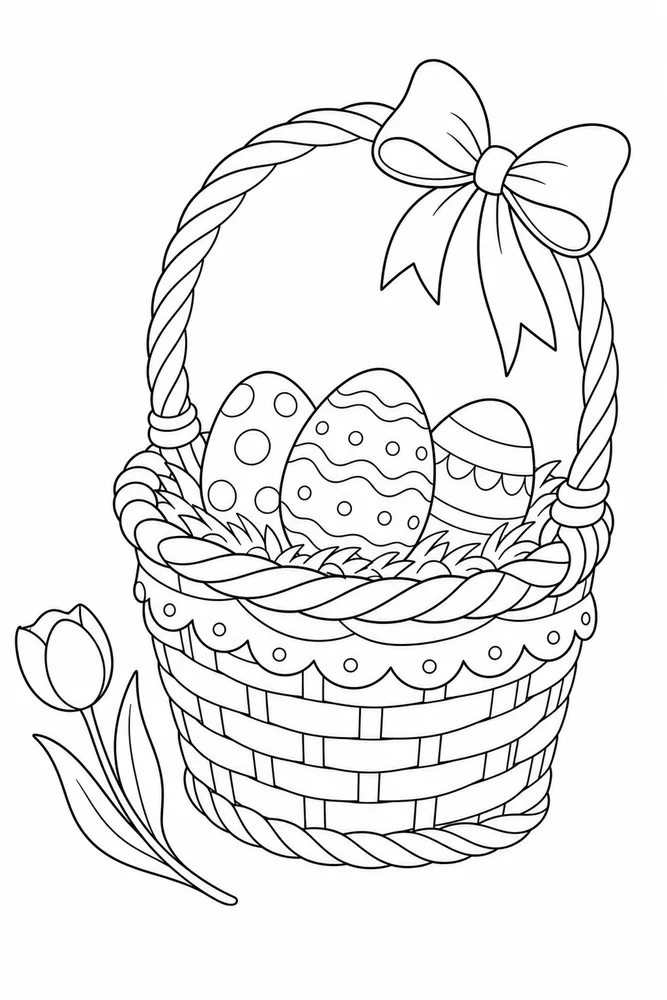 Easter Basket Easter basket front portrait coloring page