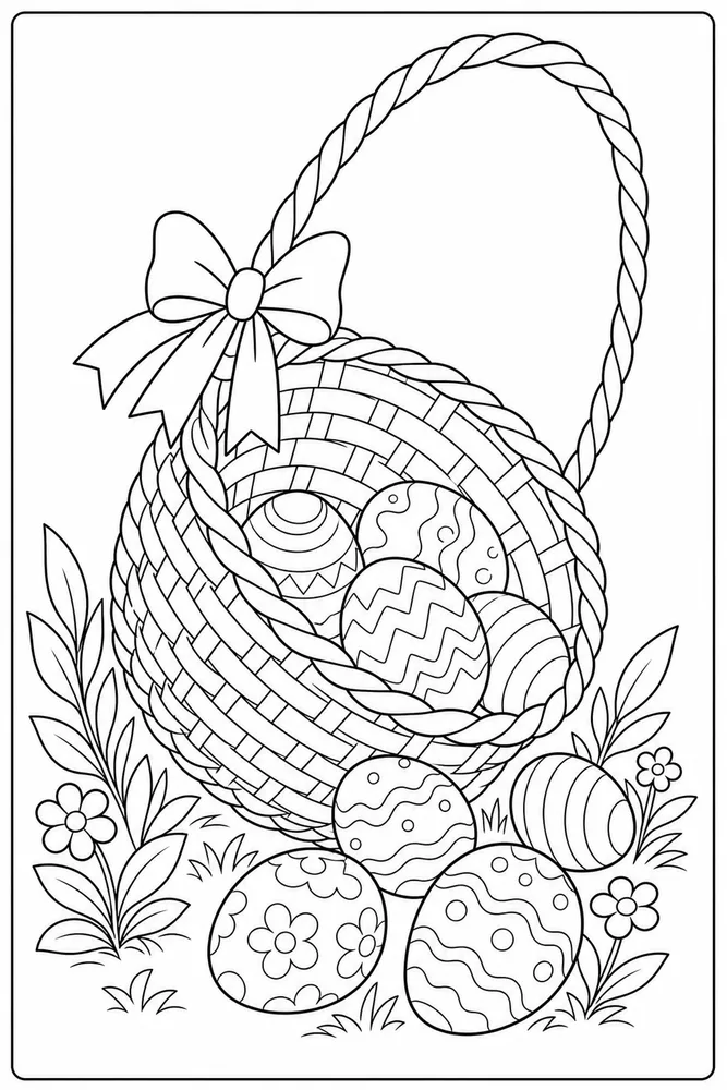 Easter Basket Easter basket playful pose coloring page