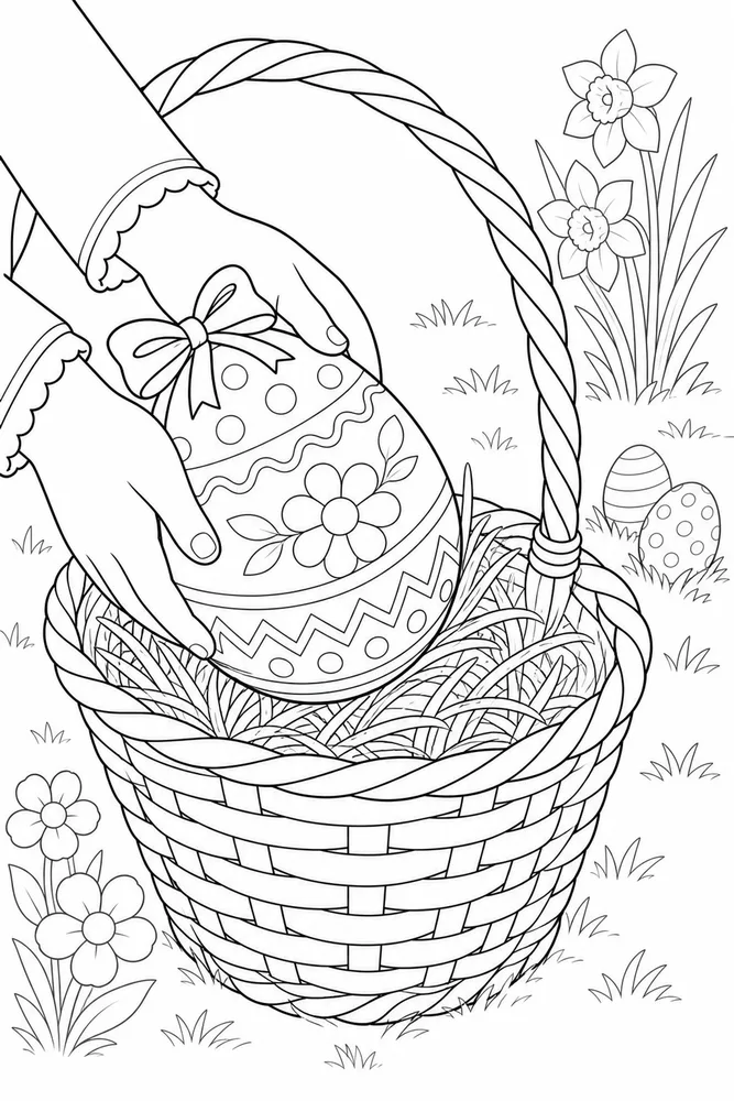 Easter Egg Easter egg activity scene coloring page